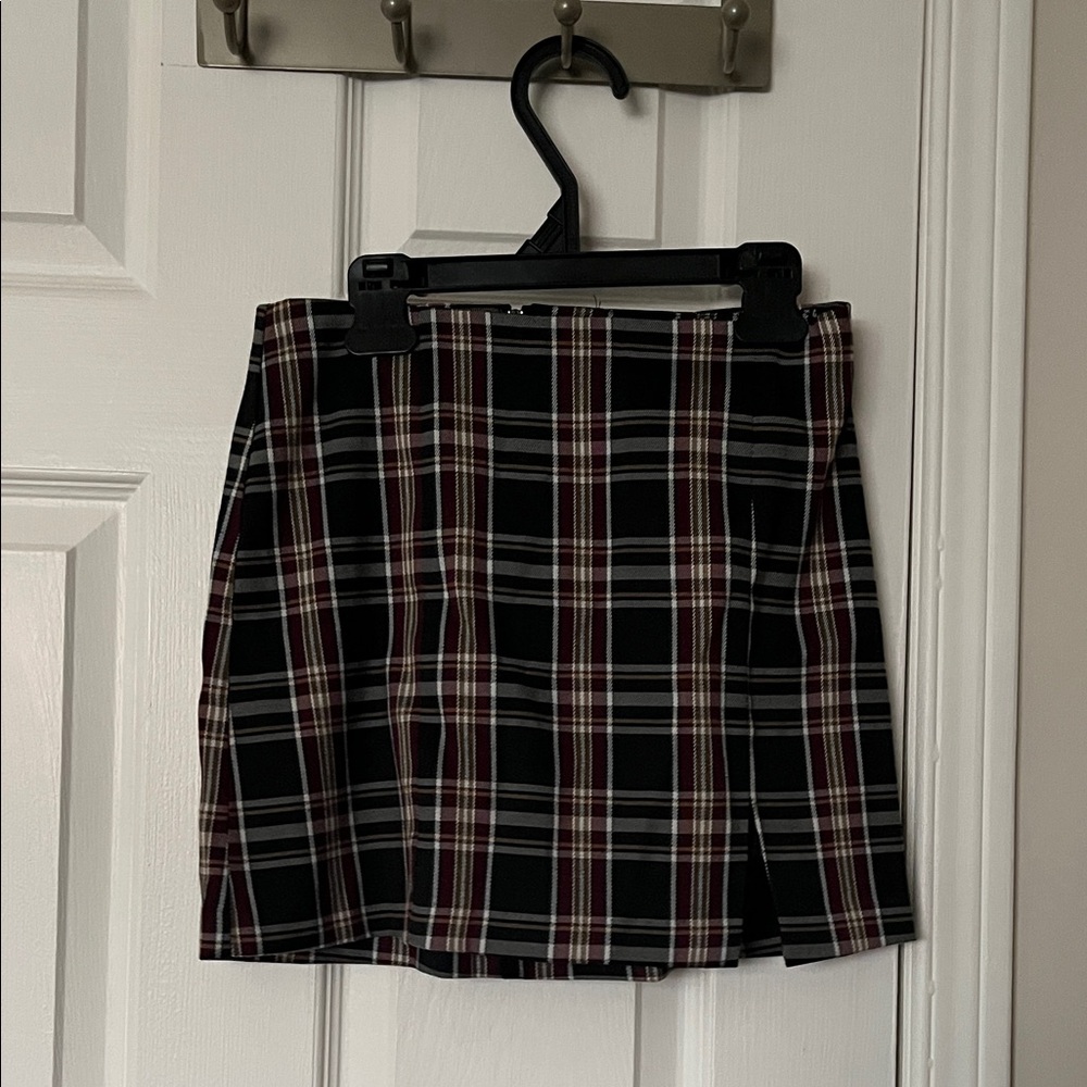 Simons Plaid Mini Skirt - Green, Red, and White